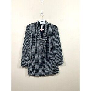 VTG Evan-Picone Womens Silk Blazer 12 Black 90s Academia Minimalist Preppy NWT